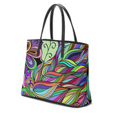 Eranas Large Leather Tote - Abstract Floral Multicolor